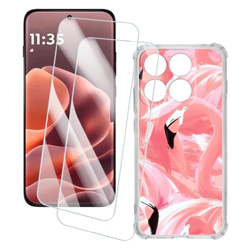 OAGELIM 2�Z�b�g �X�N���[���v���e�N�^�[ + �P�[�X Motorola Edge 70 Pro 5G Global (6.8 �C���`) �Ƃ̌݊������� �A�[�e�B�X�e�B�b�N�J�X�^���v�����g�J�o�[�Ƌ����K���X�t�B���� �X�N���b�`�h�~ (�t���~���S)
