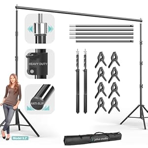 Julius Studio [Enhanced Heavy Duty] 12.5 x 10 ft. (W x H) Extra Large Adjustable Backdrop Stand Background Support, Metal Cap Head, Strong Stability No Shaking No Bending, Anti Slip Shoes, JSAG242