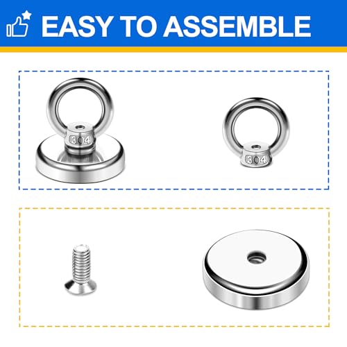 image for DIYMAG Magnetic Hooks, 60 lbs(27 KG) Pulling Force Rare Earth Magnetic