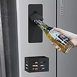 Magnetic Bottle Opener with Cap Catcher,Wall Mounted Removable Bottle Opener for Kitchen Fridge,Beer Gifts for Dad Him Men Boyfriend Husand Grandpa Perfect for Kitchen, Bar, Yard