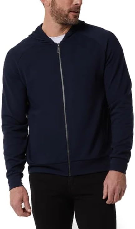 32 Degrees Heat Full Zip Cordless Textured Fabric Hoodie (US, Alpha, Medium, Regular, Regular, Blue)