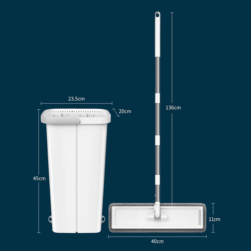 Zestaw mopów do separacji na mokro i na sucho, funkcja namaczania i wykręcania, 360 ° Spin Mop z metalowym uchwytem, 10 ściereczek do wymiany mikrofibry, wiadro do mopa domowego