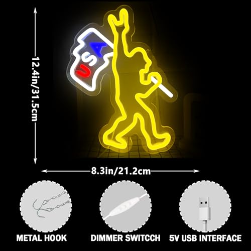 Image of Sasquatch Neon Sign Bigfoot Neon Sign Bigfoot Neon Light for Bedroom Man Cave Children's Room for Birthday Christmas Gift for Fans Friends Kids