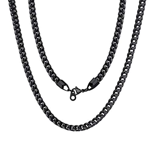 Mens Black Necklace 4.5mm 18inch Franco Necklace Rapper Chain