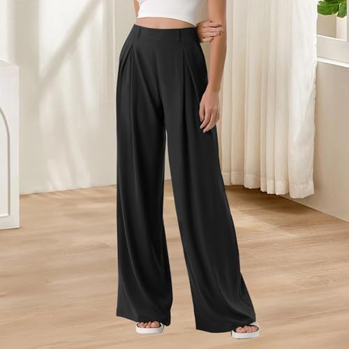 Plus Size Dress Pants for Women Stretch High Waisted Wide Leg Pants Business Casual Slacks Trousers Pants with Pocket2