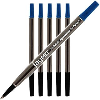 Jaymo - 6 - Blue Parker Quink Rollerball Compatible Pen Refills - Smooth Writing German Ink with .7 mm Medium Tip - #1905324 / #3022531