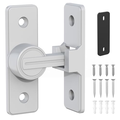 Image of Barn Door Lock Hardware, Heavy Duty 90 Degree Flip Latch Privacy Lock, Zinc Alloy Sliding Barn Door Latch for Bathroom, Bedroom, Closet, Garage, Shed and Gate (White-1PC)
