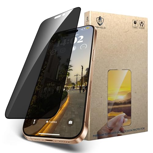 Image of IQShield My-View Privacy Screen Protector Tempered Glass Guard for iPhone 16 and iPhone 15, 9H Hardness, 2-Way Anti-Spy, Case Friendly [1 Pack]