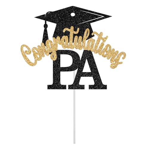 Congratulations PA Cake Topper, PA Graduation Decorations, Congrats Nurse/Doctor, Physician Associate Medical School Graduation Party Decorations (Black and Gold Glitter) by Calarjeta - Image 2