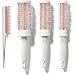 Lily England Round Brush Set - Round Blow Drying Barrel Hairbrush Set & Comb - White & Rose Gold