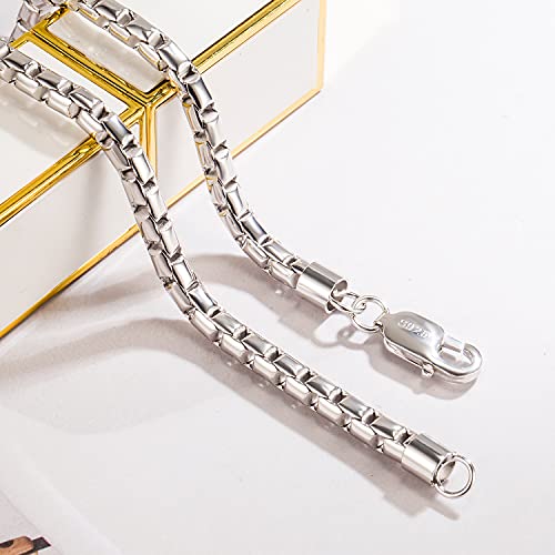 Fashion Men 925 Sterling Silver Necklace Italy 5MM Square Rolo Link Round Box Chain Chokers 18 "20" 22 "24" 26" Fine Jewelry Gift3