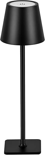 Lámparas de escritorio LED inalámbricas negras portátiles alimentadas por una batería de 5000 mAh, que ofrece atenuación continua y 3 modos de