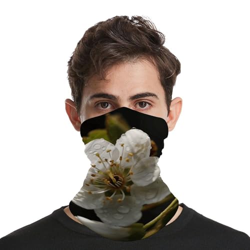 Neck Gaiter Face Mask Mascarilla facial transpirable a prueba de viento Cubierta facial blanca flor de pera refrescante protector solar contra polvo Balaclava Bandana para hombres y mujeres miniatura 3