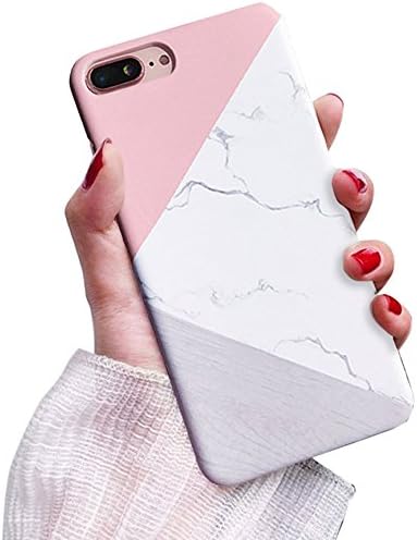 iPhone 8 Plus Case, iPhone 7 Plus Case, Jwest Marble Design Pink Geometric Anti-Scratch &Fingerprint Shock Proof Thin Non Slip Matte Back Hard Protective Cover for Apple iPhone 7 Plus/iPhone 8 Plus