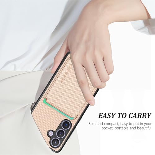 FAOMSEBS for Samsung S23 Case MagSafe, with Magnetic Wallet & Card Holder (Carbon Fiber Texture) [Stable Magnetic] [10Ft Drop Tested] Slim Shockproof Case for Samsung Galaxy S23 Wallet Case 6.1 Inch - Image 5
