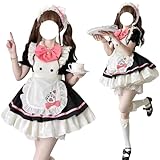 [AOTYP] メイド服 コンカフェ メイド ショート丈 ネコ娘 可愛い 大きいサイズ レディース メンズ 妹系メイド 大きいリボン セット 一式 かわいい こすぷれ イベント パーティー 大人 女装 ハロウィン 学園祭 文化祭 撮影 ブラック M