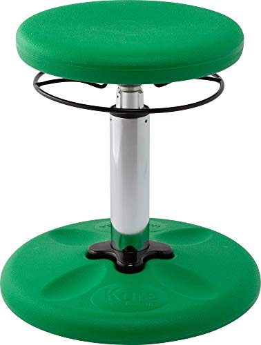 Image of Kore Kids Adjustable Wobble Stool, Ages 6-11, 14-19in Tall, Green | Flexible seating for classroom and home boosts focus, improves posture and channels energy; anti-tip base; Made in USA