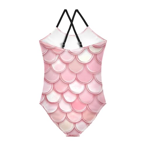 Bolaz Girls Swimsuits One-Piece Bathing Suits Multicolor Kids Sport Summer Beach Swimwear for 3-10 Years Old-Pink Scale Pattern2