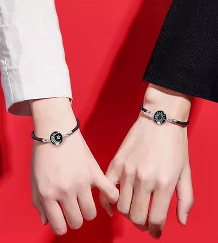 Sparrow Industry Couples Bracelet Sun and Moon Luminous Rope Bracelets Handmade Glow at Night Braided, Black Braided Adjustable Bangles, Set of 2 2 41m3CTFjWAL. SL500