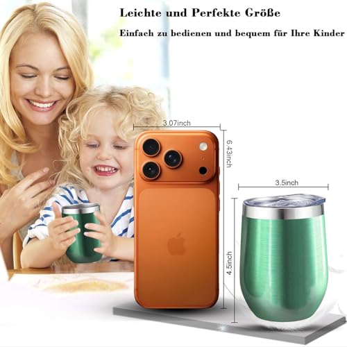 FloweryOcean Weinbecher aus Edelstahl, 2 Stück 12OZ Weingläser to go, hält 5h heiß/ 10h kalt, BPA-frei… – Ansicht 3