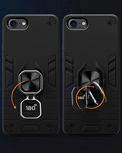 Image of Pikkme D5 Tough Armor Bumper Back Cover Case for iPhone 7, iPhone 8 |Ring Holder & Kickstand in-Built (Black)