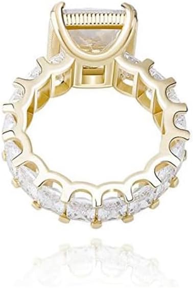 14K Gold over S925 Sterling Silver Radiant Cut Inlaid Moissanite Ring, Women's Engagement Ring, A Radiant Choice for Proposals or Anniversaries