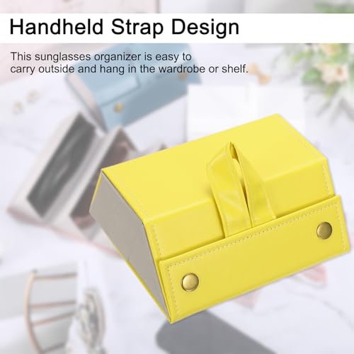 Grand étui de rangement en cuir pour lunettes de soleil avec finitions soignées jaune - 6