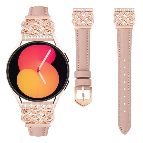 DEALELE Pasek kompatybilny z Samsung Galaxy Watch 7 / FE / 6/5 / 4 / 6 Classic / 5 Pro / 3 41 mm, damski 20 mm błyszczący chiński węzeł do Huawei GT3 / GT2 42 mm, 20mm, Skóra Stop cynku Skóra stras