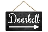 KoneFeco Everyday Business Signs - Doorbell Arrow - Rustic Wood Decor For Home Office Farmhouse Porch Shop,Funny Wooden Hanging Plaque, 8x12Inch