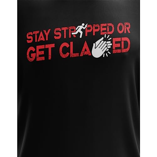 We The People Holsters - Stay Strapped - Round Neck T Shirt - Men\'s Short Sleeve T Shirt - Pro America Logo - American Flag Patriotic Shirt - Black - L