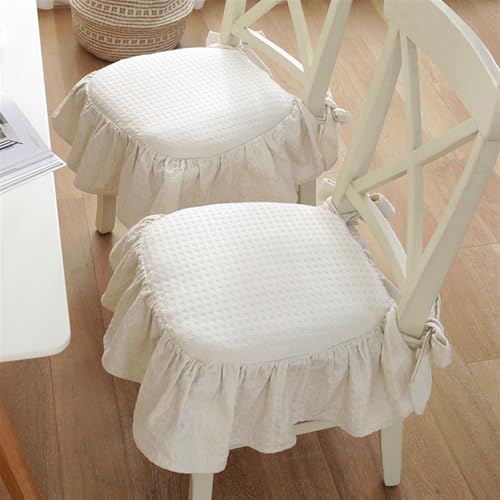 Cojín de asiento de algodón con lazos para sillas de madera 2