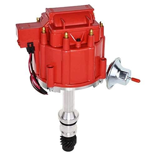A-Team Performance HEI Complete Distributor & Ignition Coil - 65KV Coil, Red Cap & One-Wire Install - Compatible with Oldsmobile V8 260-455 Engines - Hardened Gears & CNC Aluminum Shaft