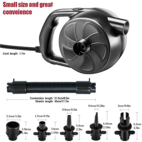 Electric Air Pump, 300W High Power Air Pump Inflator & Deflator Valve With 5 Nozzles, 1.2Psi Pressure Fast Filling Air Pump For Air Mattress, Swimming Rings, Airbeds, Rafts, Inflatable Sofas #TOP3