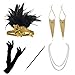 Produktbild BOER 20er Jahre Accessoires - Flapper Gatsby Kostüm Zubehör Set Vintage Stirnband Ohrringe Halskette Handschuhe Zigarettenspitze Flapper Set für Party Dance (Style A)
