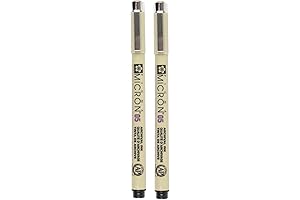 SAKURA PIGMA MICRON 05 FINELINER PEN, 0.45MM LINE WIDTH, PACK OF 2 (Black)