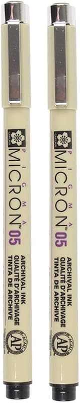 PIGMA MICRON 05 FINELINER PEN, 0.45MM LINE WIDTH, PACK OF 2 (Black)