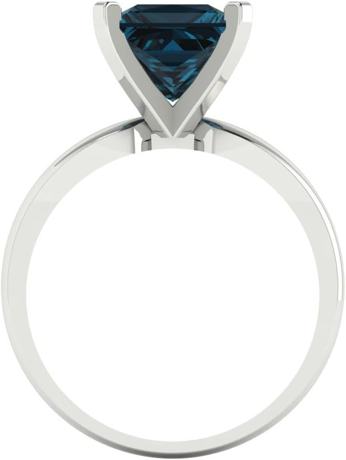 Clara Pucci 2.5 cttw London Blue Topaz 14K White Gold Solitaire Ring for Women - Cocktail Statement Fashion Jewelry Gift (7.5mm, Princess Cut) - Image 4