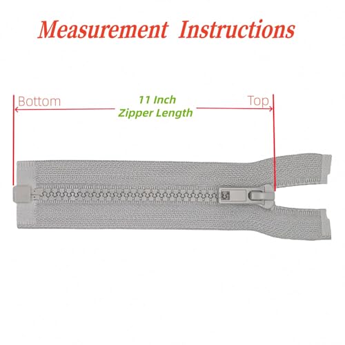 Image of YaHoGa 2PCS #5 11 inch Separating Jacket Zippers for Sewing Coats Jacket Zipper Replacement Grey Plastic Zippers Bulk (11 inch Gray)