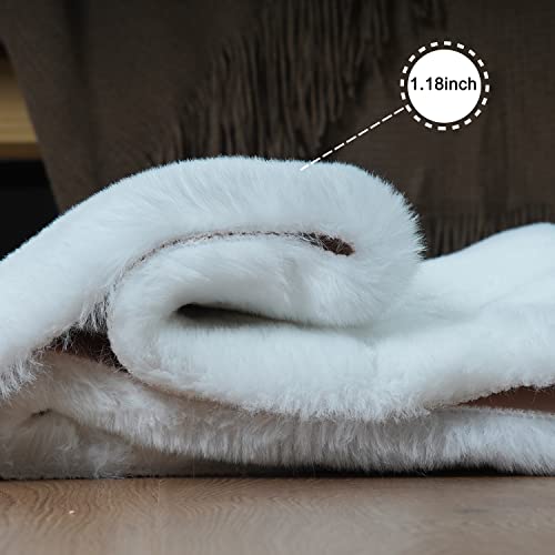 Ghouse Ultra Soft Faux Rabbit Fur Rug 2X3, Machine Washable Area Rugs For Bedroom Fluffy Rugs For Living Room, No-Shedding Carpet Sheepskin Rug White #TOP3