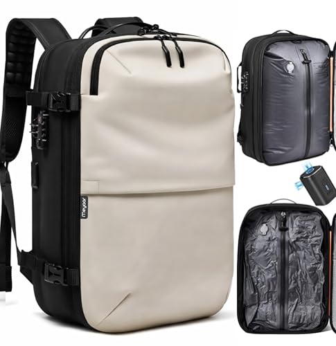 Image of Meyaar 60L Vacuum Compression Travel Backpack with Air Pump Included, Expandable Space Saver, Waterproof, TSA Lock & Multi-Pocket Design Laptop Backpack with USB Charging