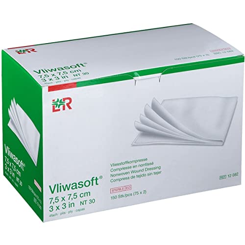 vliwa Soft Compresses non tissées stériles 7,5 x 7,5 cm 4L. 150 Compresses Cover