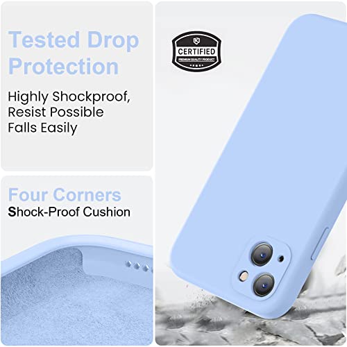Vooii Compatible With Iphone 14 Case With Screen Protector, Upgraded Liquid Silicone With [Camera Protection] [Soft Anti-Scratch Microfiber Lining] Phone Case For Iphone 14 6.1 Inch - Light Blue #TOP4