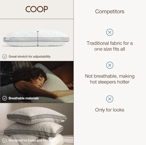 Image of Coop Home Goods Eden Cool Pillow Cover, Queen Pillowcase for Memory Foam Pillows, Breathable Ultra Soft Fabric Covers with 2-inch Gusset