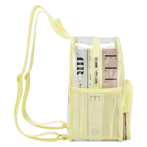 Image of Busiuw Clear Backpack for Stadium Events 12x12x6 with Front Pocket for Concert Sport Fashion Women Backpack Events Work Travel (Yolk Yellow)