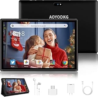 AOYODKG Tablet 10 Inch, Android Tablets, 8000mAh Battery, 3GB RAM 32GB ROM 128GB Expand, 1280 * 800 HD IPS, WiFi, Bluetooth, Dual Camera, GPS,Tablet PC (Black)