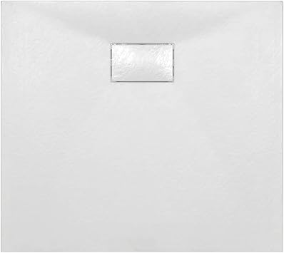 SMC White Shower Base Tray, 35.4x31.5 Low Threshold Floor Pan, Easy-Clean Bathroom Drain Kit Fitted