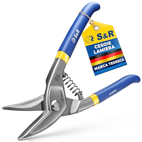 S&R Cesoie per Lamiera, serie Circular, 250 mm, Curva/Dritta, Forbici Flessibili per Tagli Alluminio Circolari e Dritto, Lamiera d'acciaio, Forbici.