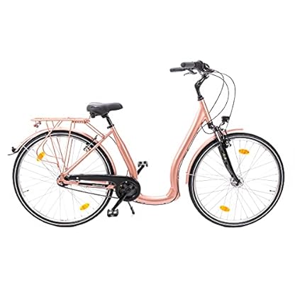 28 Zoll Alu Fahrrad City Bike Damen 7 Gang Nabenschaltung Tiefeinsteiger Kupfer