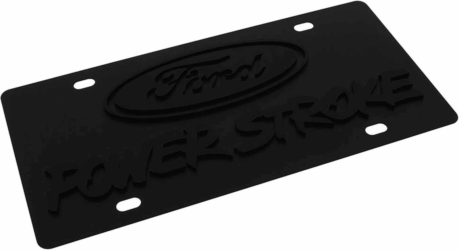 Logo License Plate Compatible for Ford Powerstroke (Black on Carbon Black)