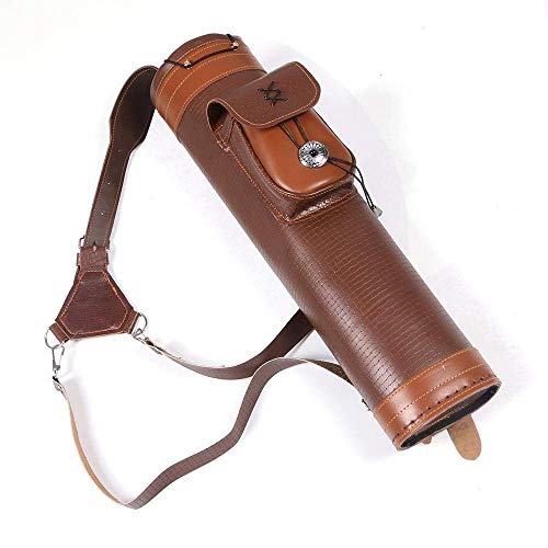 Huntingdoor Back Quiver Traditional Archery Shoulder Quiver Real Cow Leather Handmade Arrow Holder Bag With Pockets For Outdoor Shooting Hunting #TOP4